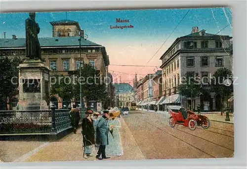 AK / Ansichtskarte Mainz_Rhein Gutenbergplatz Denkmal Ludwigstrasse Automobil Mainz Rhein