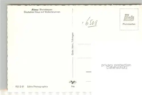 AK / Ansichtskarte Alzey Deutsches Haus Fachwerkhaus am Fischmarkt Voelkerbrunnen Alzey