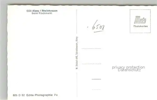 AK / Ansichtskarte Alzey Fischmarkt Deutsches Haus Fachwerkhaus Voelkerbrunnen Alzey