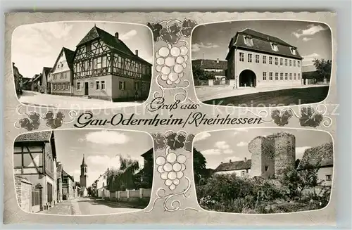 AK / Ansichtskarte Gau Odernheim Ortsmotive Fachwerkhaus Kirche Ruine Bromsilber Gau Odernheim