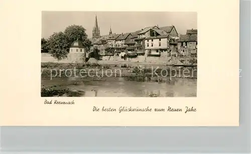 AK / Ansichtskarte Bad_Kreuznach Blick ueber die Nahe zur Stadt Neujahrskarte Bad_Kreuznach