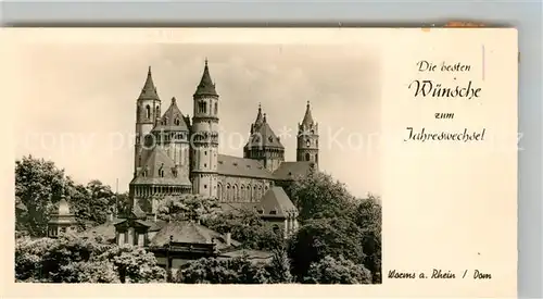 AK / Ansichtskarte Worms_Rhein Blick zum Dom Neujahrskarte Worms Rhein