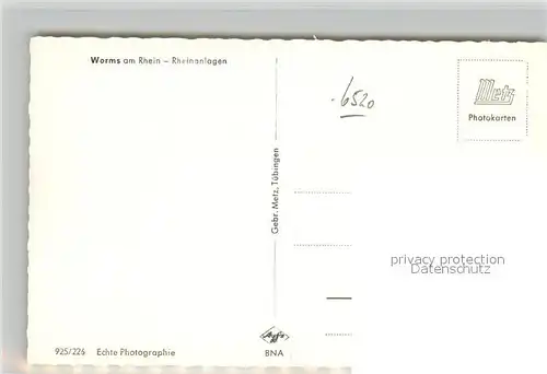 AK / Ansichtskarte Worms_Rhein Rheinanlagen Schiffsanleger Worms Rhein