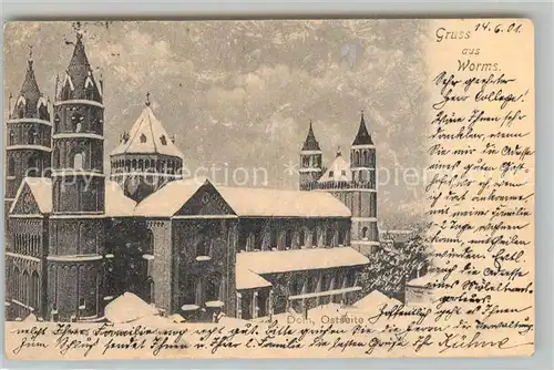 AK / Ansichtskarte Worms_Rhein Dom Ostseite im Winter Worms Rhein