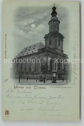 AK / Ansichtskarte Worms_Rhein Dreifaltigkeitskirche im Mondschein Deutsche Reichspost Worms Rhein