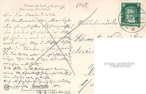 AK / Ansichtskarte Fuessen_Allgaeu Hohes Schloss Fuessen Allgaeu