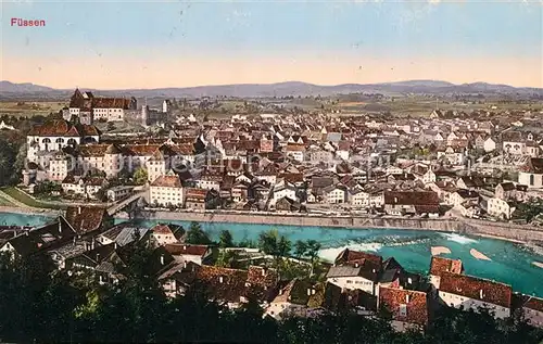 AK / Ansichtskarte Fuessen_Allgaeu Panorama mit Hohem Schloss Fuessen Allgaeu