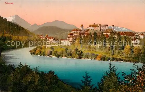 AK / Ansichtskarte Fuessen_Allgaeu mit Hohem Schloss Fuessen Allgaeu