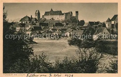 AK / Ansichtskarte Fuessen_Allgaeu Lechpartie mit Hohem Schloss Fuessen Allgaeu