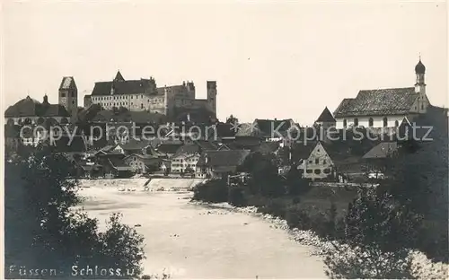 AK / Ansichtskarte Fuessen_Allgaeu Lechpartie mit Hohem Schloss Fuessen Allgaeu