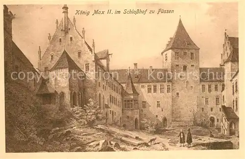 AK / Ansichtskarte Fuessen_Allgaeu Koenig Max II im Schlosshof Fuessen Allgaeu