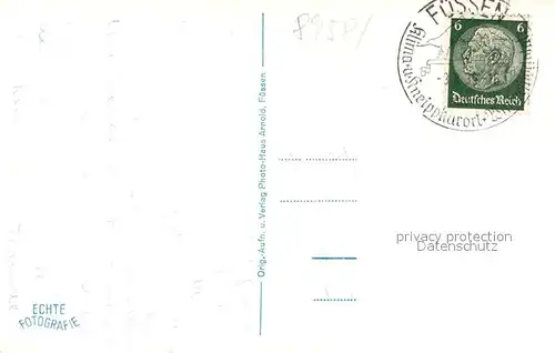 AK / Ansichtskarte Fuessen_Allgaeu mit Saeuling und Schloss Fuessen Allgaeu