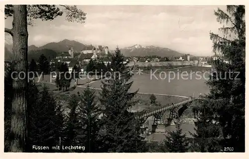AK / Ansichtskarte Fuessen_Allgaeu mit Lechsteg und Schloss Fuessen Allgaeu