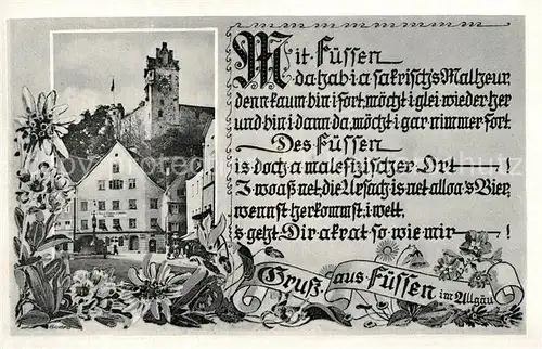 AK / Ansichtskarte Fuessen_Allgaeu Gasthaus Schloss Fuessen Allgaeu