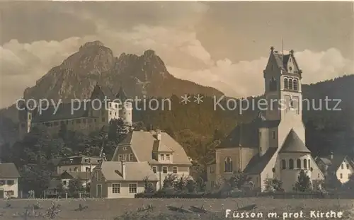 AK / Ansichtskarte Fuessen_Allgaeu mit Kirche und Schloss Fuessen Allgaeu