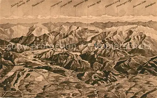 AK / Ansichtskarte Fuessen_Allgaeu Panoramakarte mit Pfronten und Hindelang Fuessen Allgaeu