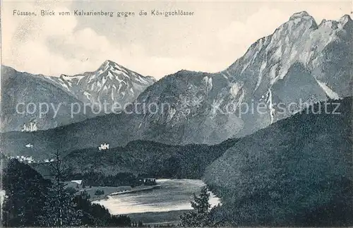 AK / Ansichtskarte Fuessen_Allgaeu Blick vom Kalvarienberg auf die Koenigsschloesser Fuessen Allgaeu