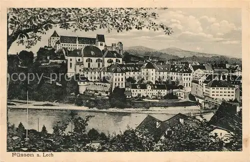 AK / Ansichtskarte Fuessen_Allgaeu Lechpartie mit Schloss Fuessen Allgaeu