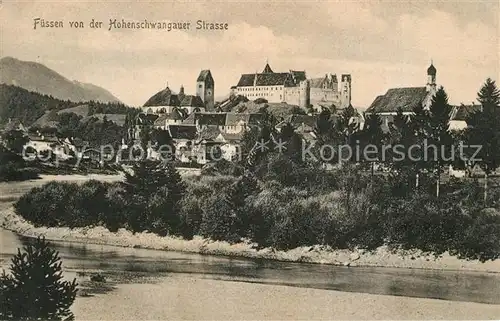 AK / Ansichtskarte Fuessen_Allgaeu Lechpartie mit Schloss und Kirche Fuessen Allgaeu