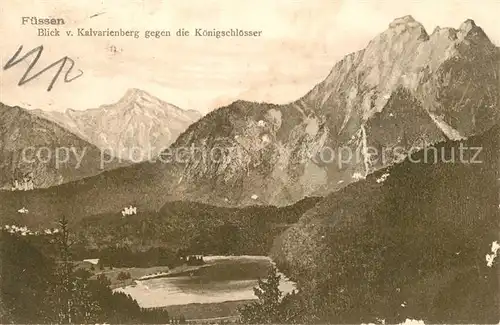 AK / Ansichtskarte Fuessen_Allgaeu Blick vom Kalvarienberg auf die Koenigsschloesser Fuessen Allgaeu