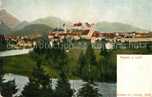AK / Ansichtskarte Fuessen_Allgaeu Lechpartie mit Schloss Fuessen Allgaeu