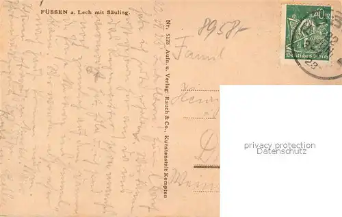 AK / Ansichtskarte Fuessen_Allgaeu Panorama mit Saeuling Fuessen Allgaeu