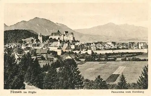 AK / Ansichtskarte Fuessen_Allgaeu Panorama mit Schloss vom Hornberg Fuessen Allgaeu