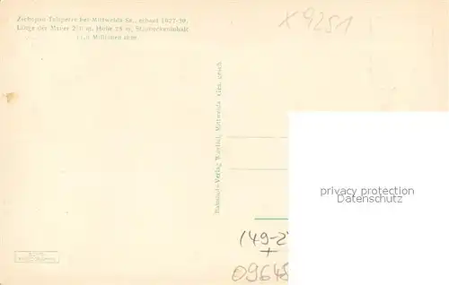 AK / Ansichtskarte Zschopau Talsperre Sperrmauer  Zschopau