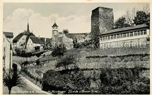 AK / Ansichtskarte Bad_Wimpfen Stadttor mit Nuernberger Tuermle und Rotem Turm Bad_Wimpfen