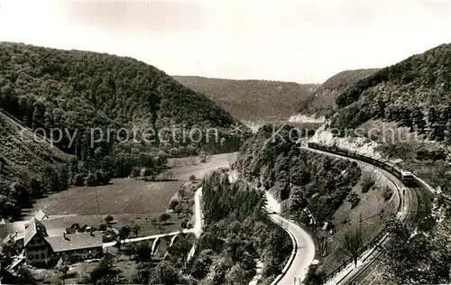 AK / Ansichtskarte Geislingen_Steige Panorama mit Eisenbahn Geislingen_Steige