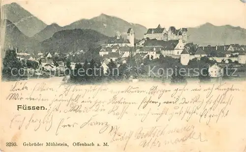 AK / Ansichtskarte Fuessen_Allgaeu Panorama mit Schloss Fuessen Allgaeu