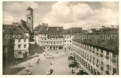 AK / Ansichtskarte Memmingen Marktplatz mit Steuerhaus und St Martinskirche Memmingen