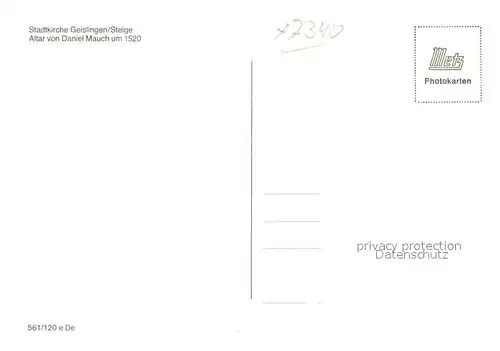AK / Ansichtskarte Geislingen_Steige Stadtkirche Altar Geislingen_Steige