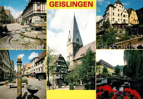 AK / Ansichtskarte Geislingen_Steige Brunnen Kirche Schloss  Geislingen_Steige