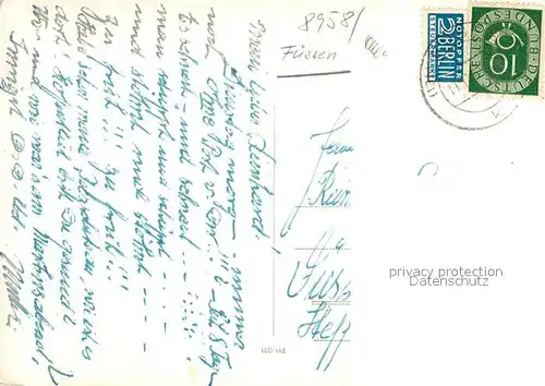 AK / Ansichtskarte Fuessen_Allgaeu Stadtblick mit Schloss Fuessen Allgaeu