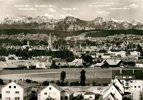 AK / Ansichtskarte Kaufbeuren Panorama mit Zugspitzmassiv Kaufbeuren