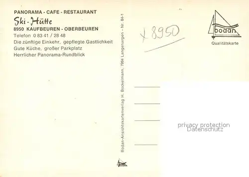 AK / Ansichtskarte Kaufbeuren Panorama Cafe Restaurant Ski Huette  Kaufbeuren