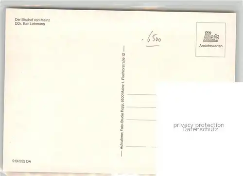 AK / Ansichtskarte Mainz_Rhein Bischof DDr. Karl Lehmann Mainz Rhein