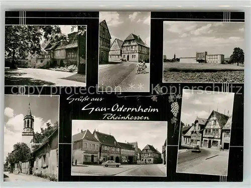 AK / Ansichtskarte Gau Odernheim Teilansichten Fachwerkhaeuser Kirche Schule Bromsilber Gau Odernheim