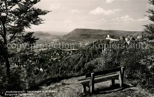 AK / Ansichtskarte Geislingen_Steige Panorama Fuenftaelerstadt Burgruine Helfenstein Schwaebische Alb Geislingen_Steige