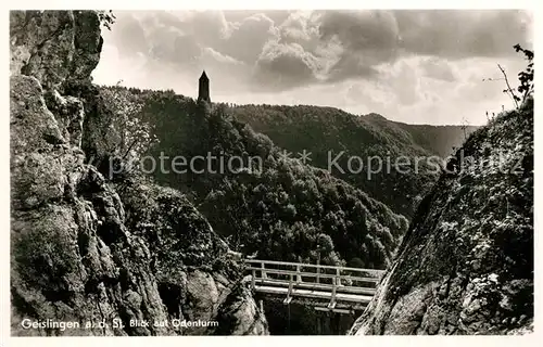 AK / Ansichtskarte Geislingen_Steige Landschaftspanorama Schwaebische Alb mit oedenturm Felsen Bruecke Geislingen_Steige