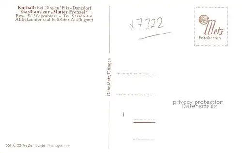 AK / Ansichtskarte Gingen_Fils Landschaftspanorama Blick von der Kuchalb Gingen Fils