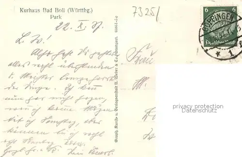 AK / Ansichtskarte Bad_Boll Kurhaus Park Bad_Boll