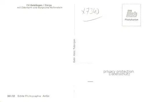 AK / Ansichtskarte Geislingen_Steige Stadtbild mit oedenturm und Burgruine Helfenstein Geislingen_Steige