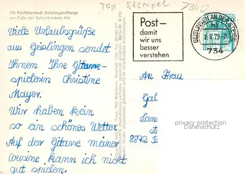 AK / Ansichtskarte Geislingen_Steige Stadtpanorama mit oedenturm Burgruine Helfenstein Chronik Fuenftaelerstadt Geislingen_Steige