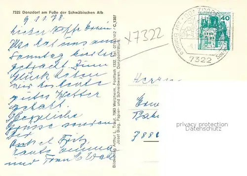 AK / Ansichtskarte Donzdorf Panorama Schwaebische Alb Kirche Hauptstrasse Schloss Donzdorf