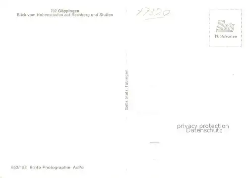 AK / Ansichtskarte Goeppingen Panorama Blick vom Hohenstaufen auf Rechberg und Stuifen Goeppingen