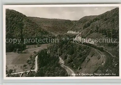AK / Ansichtskarte Geislingen_Steige Landschaftspanorama Geislinger Steige mit Zug Geislingen_Steige