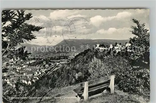 AK / Ansichtskarte Geislingen_Steige Burgruine Helfenstein Blick auf Fuenftaelerstadt Geislingen_Steige