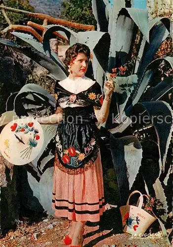 AK / Ansichtskarte Trachten_Frankreich Menton Plantes Exotiques 